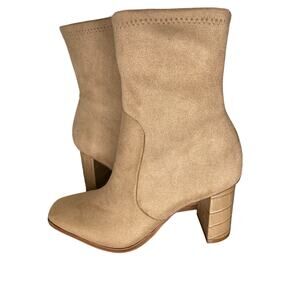 Dolce Vita Women's Petya Boots Mushroom Stella Suede Block Heel Almond Toe Zip 8